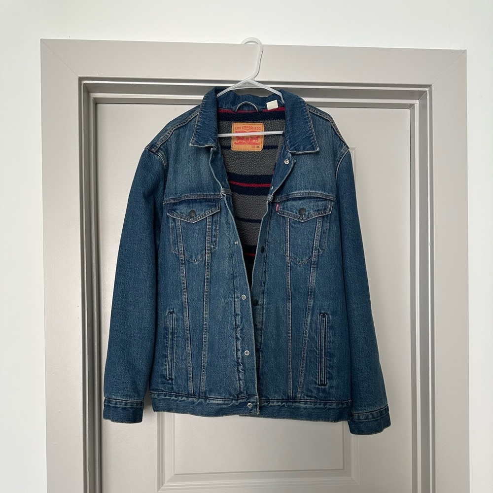 Levi’s Denim Jacket with Striped Sherpa Lining
